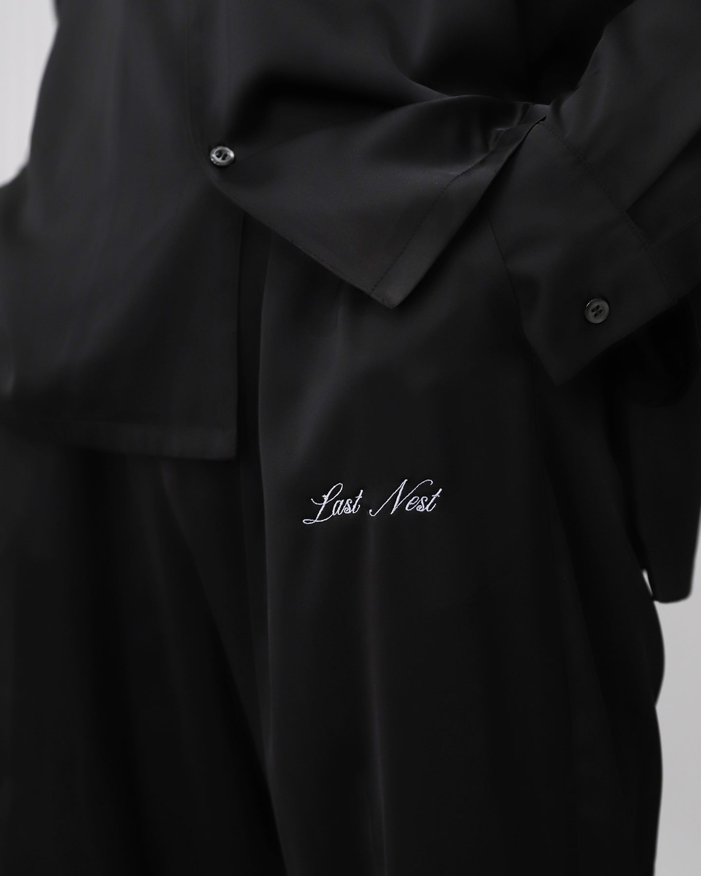 SATIN PAJAMA PANTS / BLACK