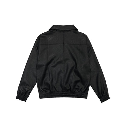 LEATHER HALF ZIP JACKET / BLACK