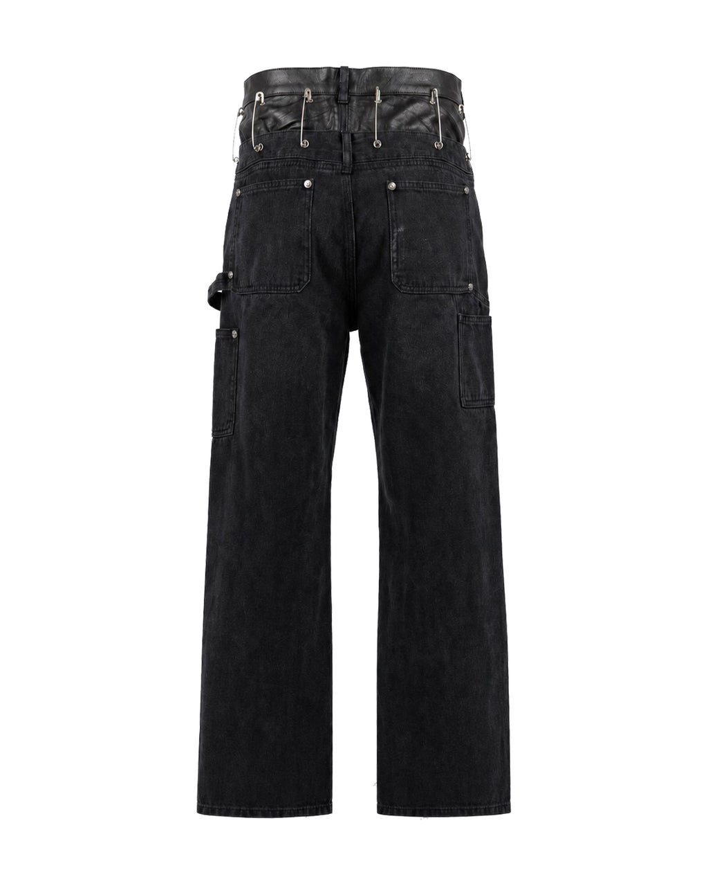 Saefty Pin Leather Denim Double Knee / Black