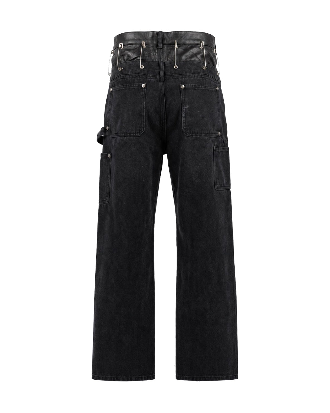 Saefty Pin Leather Denim Double Knee / Black