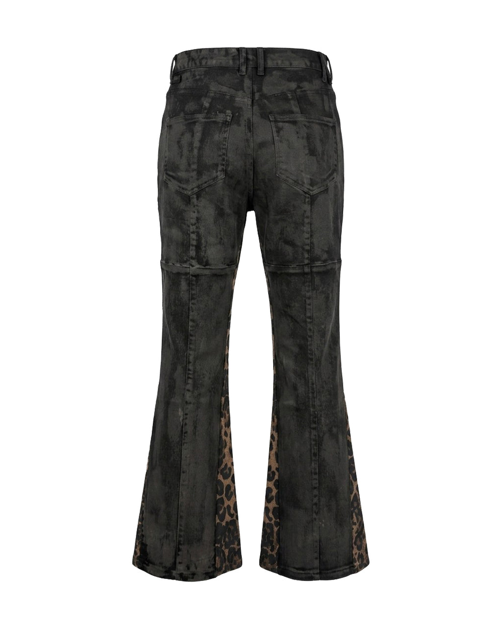 Leopard Coating Flare Denim Pants / Black