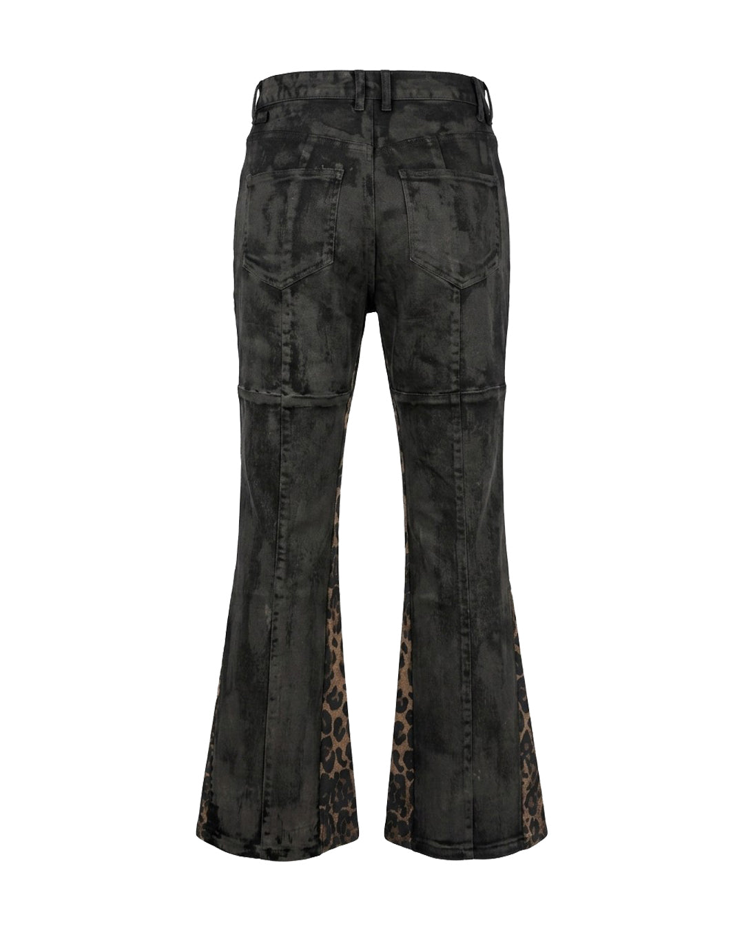 Leopard Coating Flare Denim Pants / Black