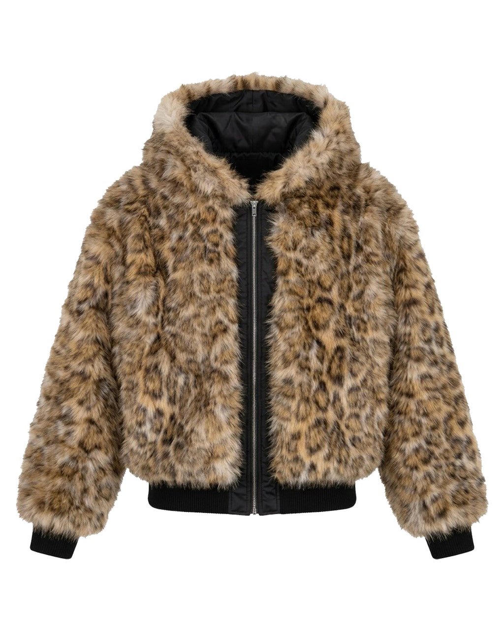 Reversible Leopard Fur Jacket / Black