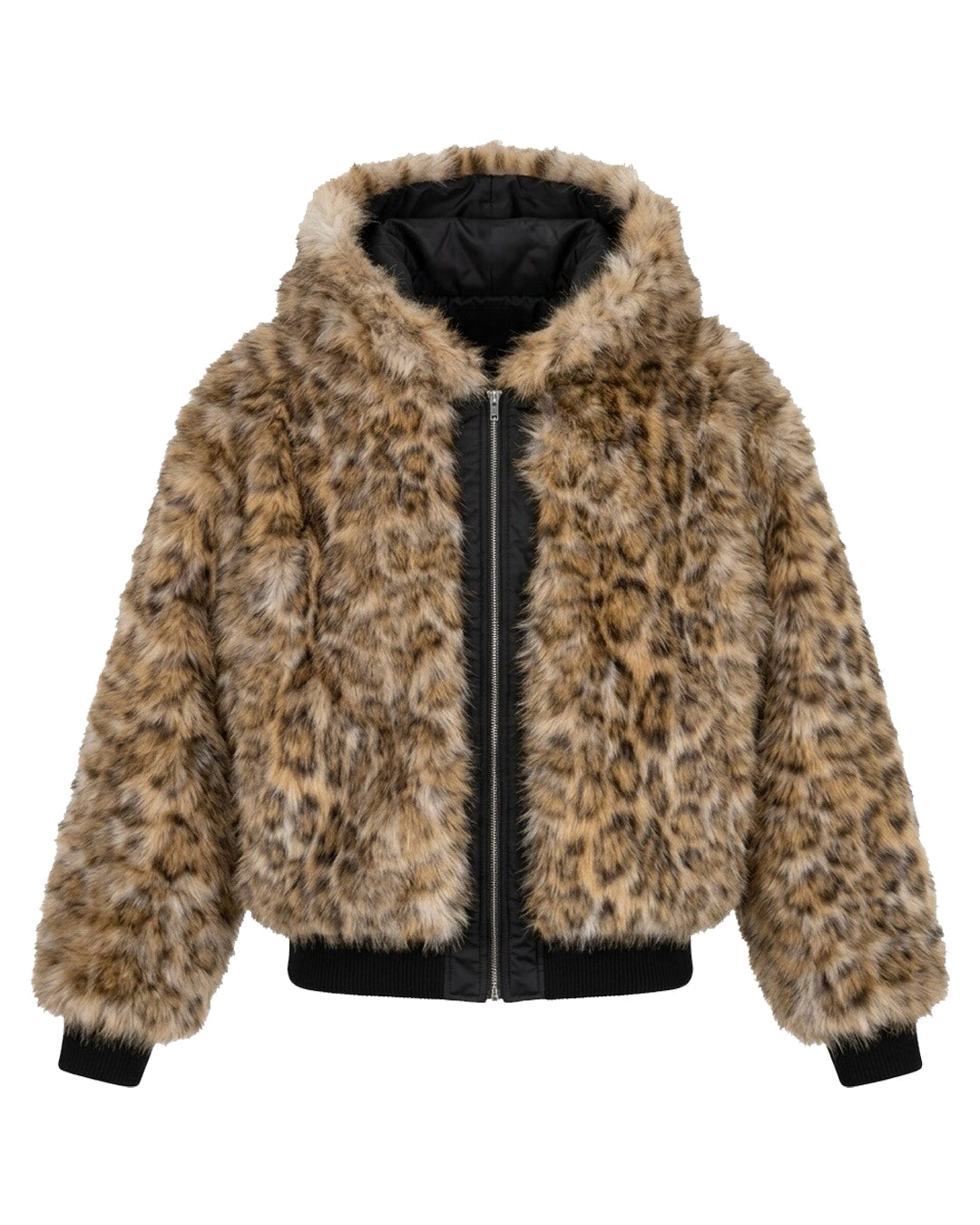 Reversible Leopard Fur Jacket / Black
