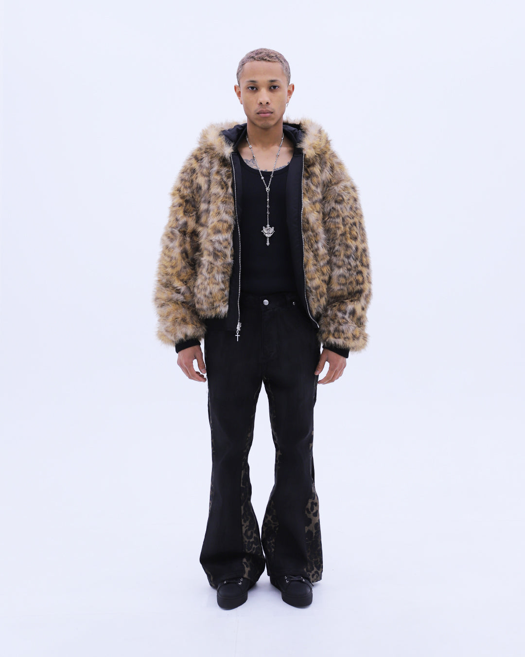 Reversible Leopard Fur Jacket / Black