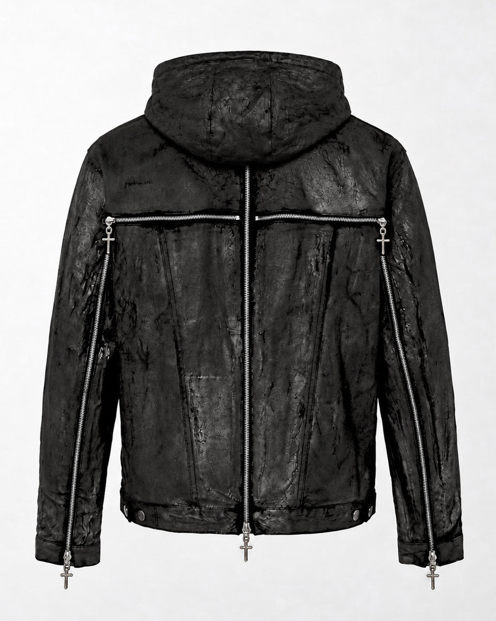 Hard Coating Cross Bomber Jacket / Black
