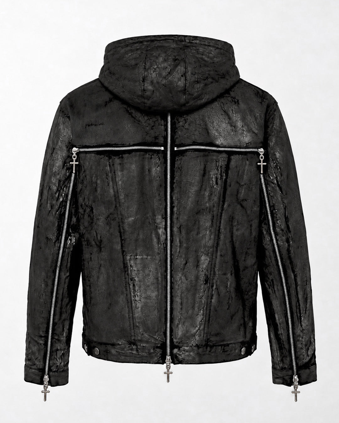 Hard Coating Cross Bomber Jacket / Black