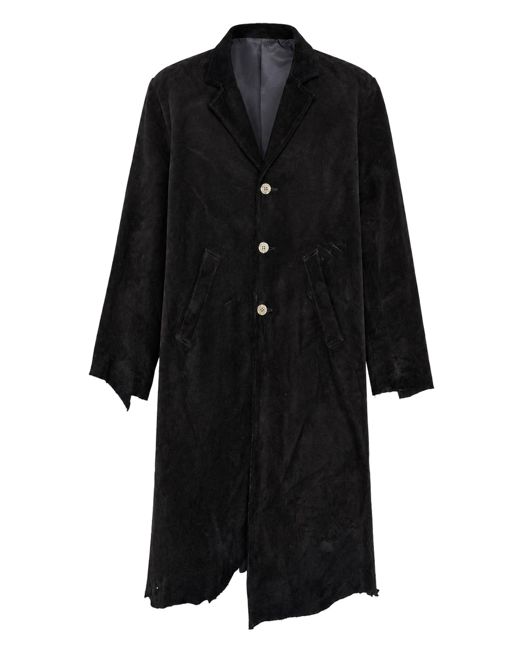 Suede Leather Cross Coat / Black