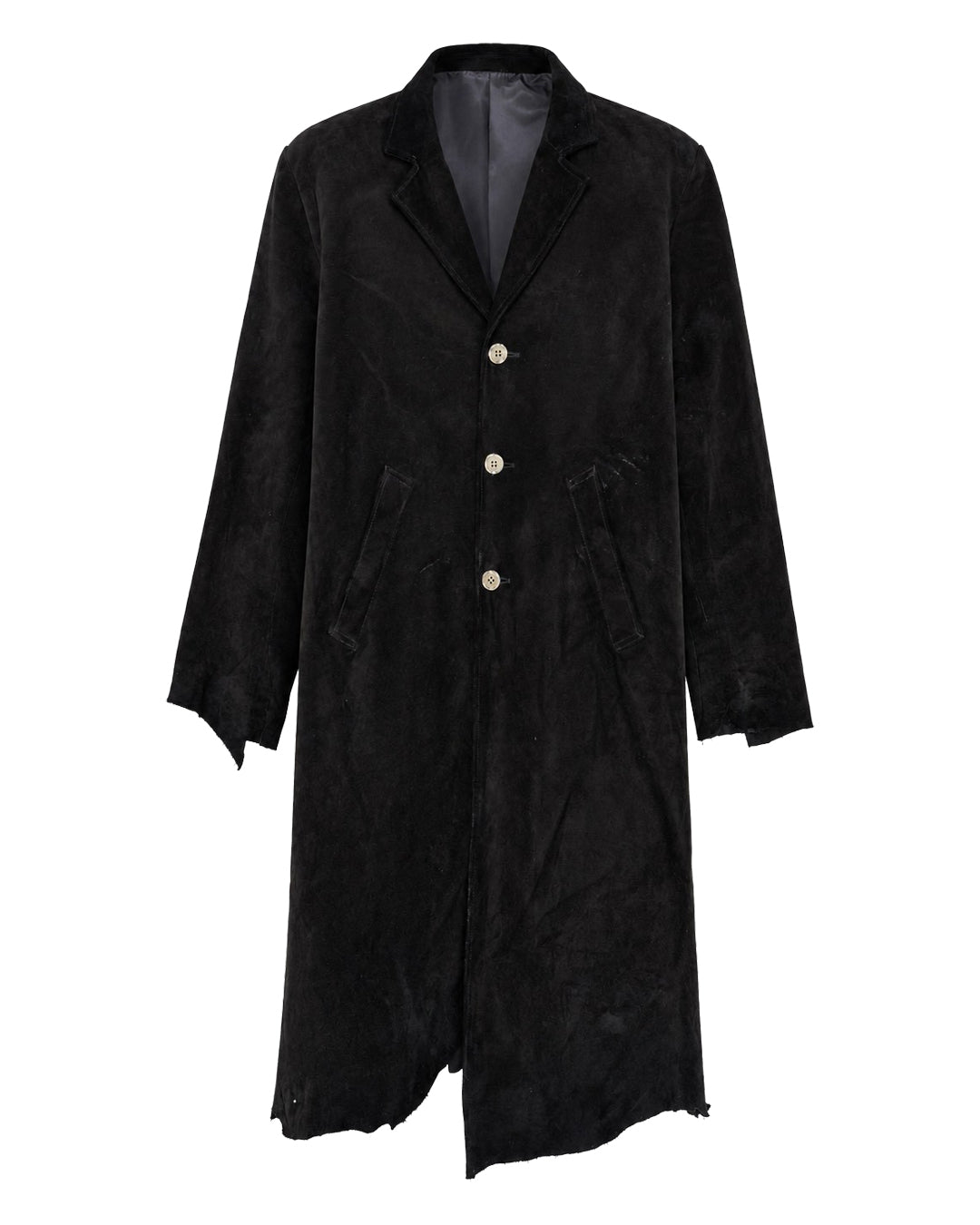 Suede Leather Cross Coat / Black