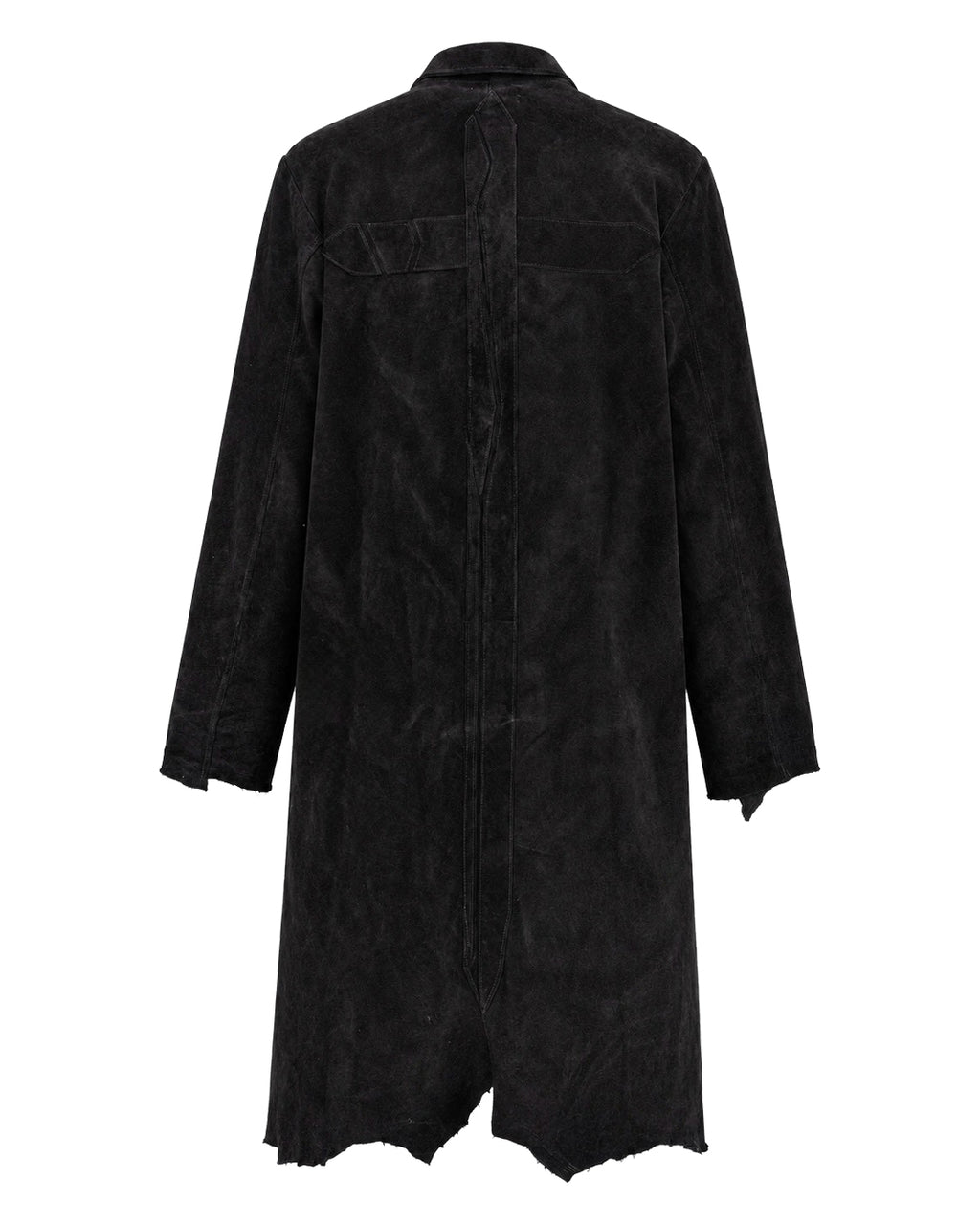 Suede Leather Cross Coat / Black