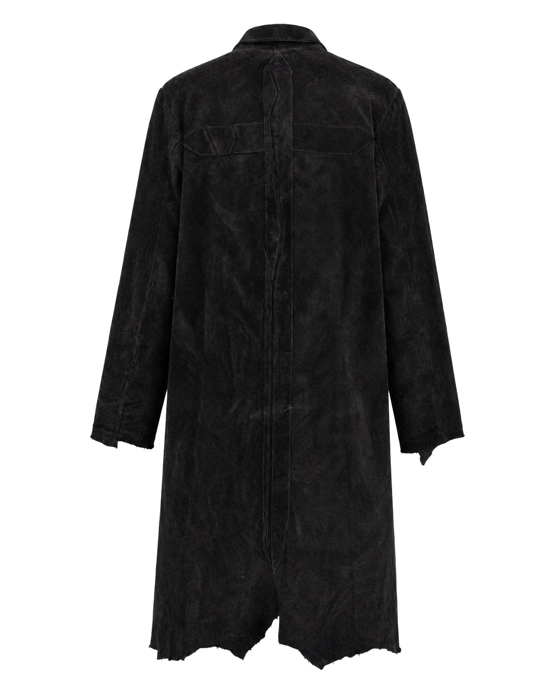 Suede Leather Cross Coat / Black