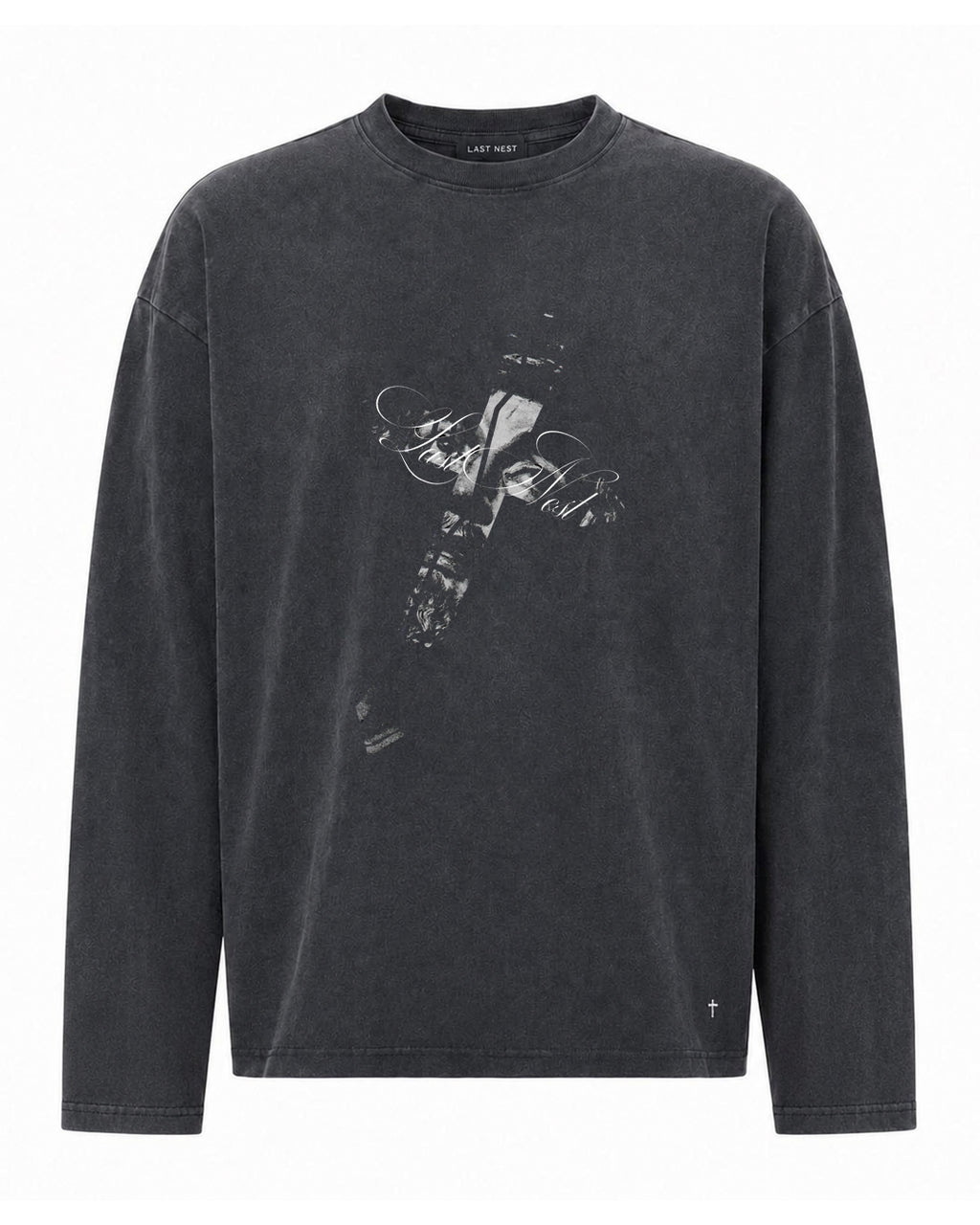 Jesus Cross Washed L/S T-Shirt / Wash Black