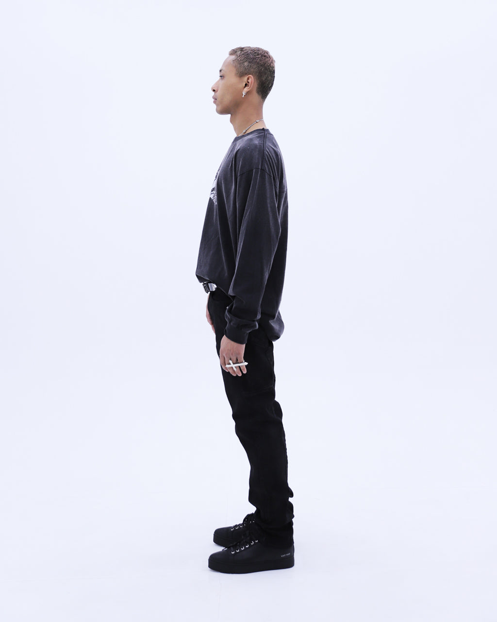 Jesus Cross Washed L/S T-Shirt / Wash Black