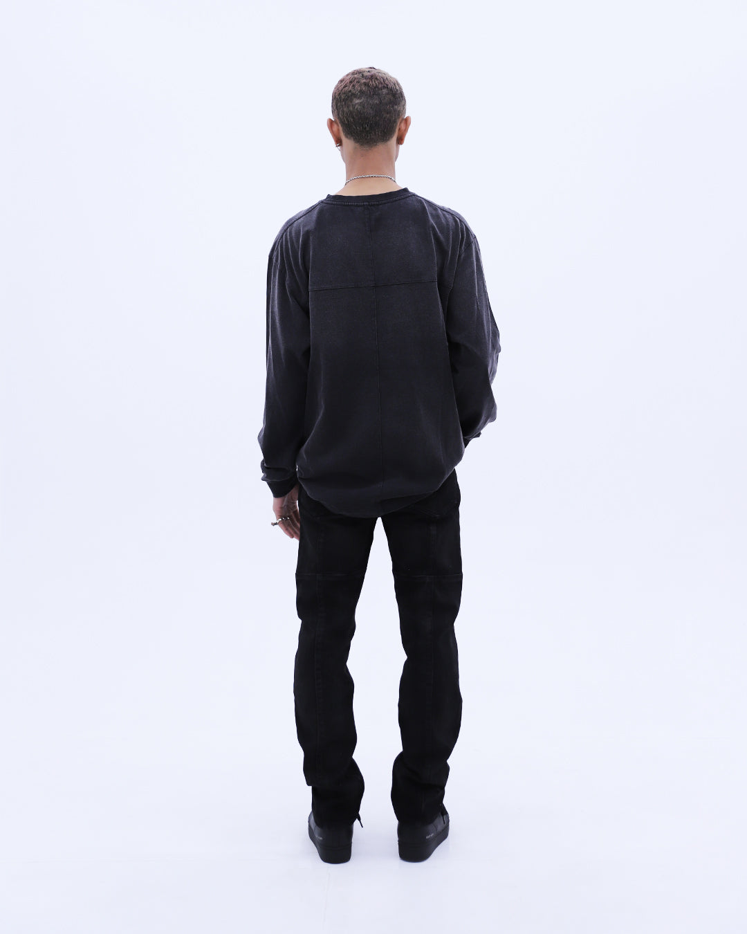 Jesus Cross Washed L/S T-Shirt / Wash Black