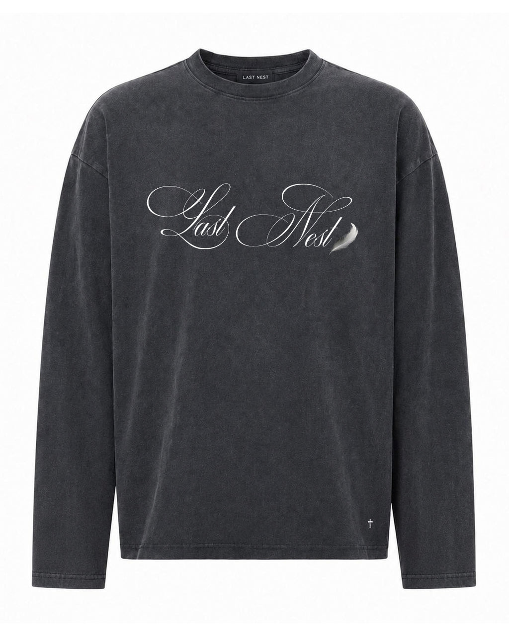 Feather Logo Washed L/S T-Shirt / Wash Black