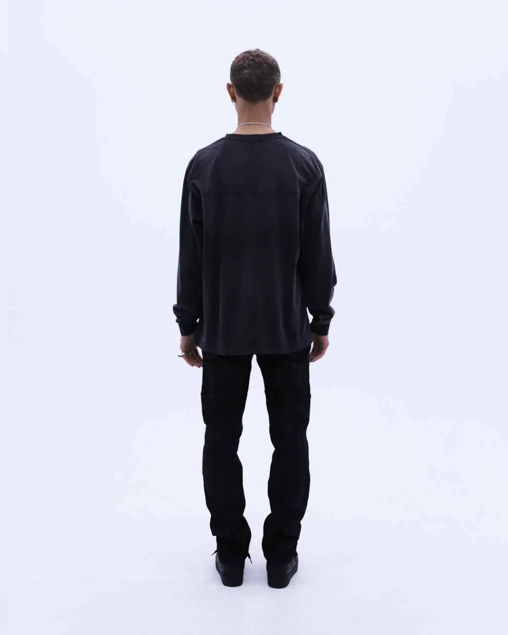 Feather Logo Washed L/S T-Shirt / Wash Black