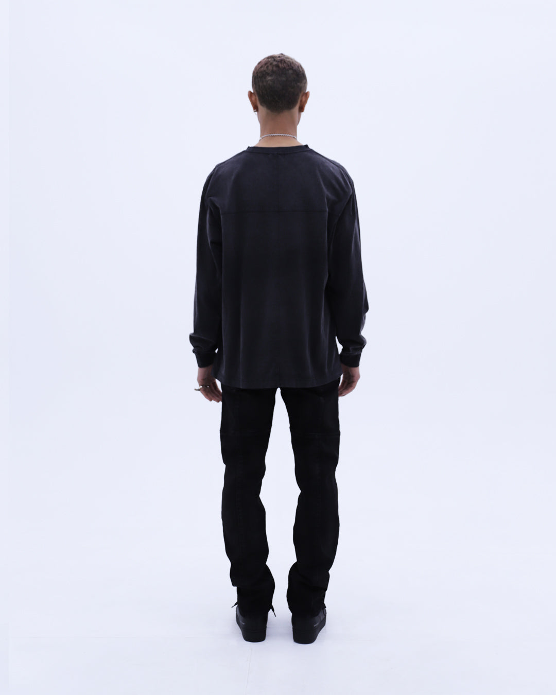 Feather Logo Washed L/S T-Shirt / Wash Black