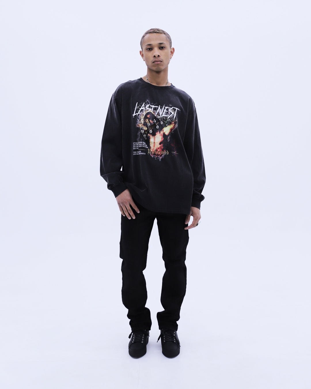 God Hate Unformed Washed L/S T-Shirt / Wash Black