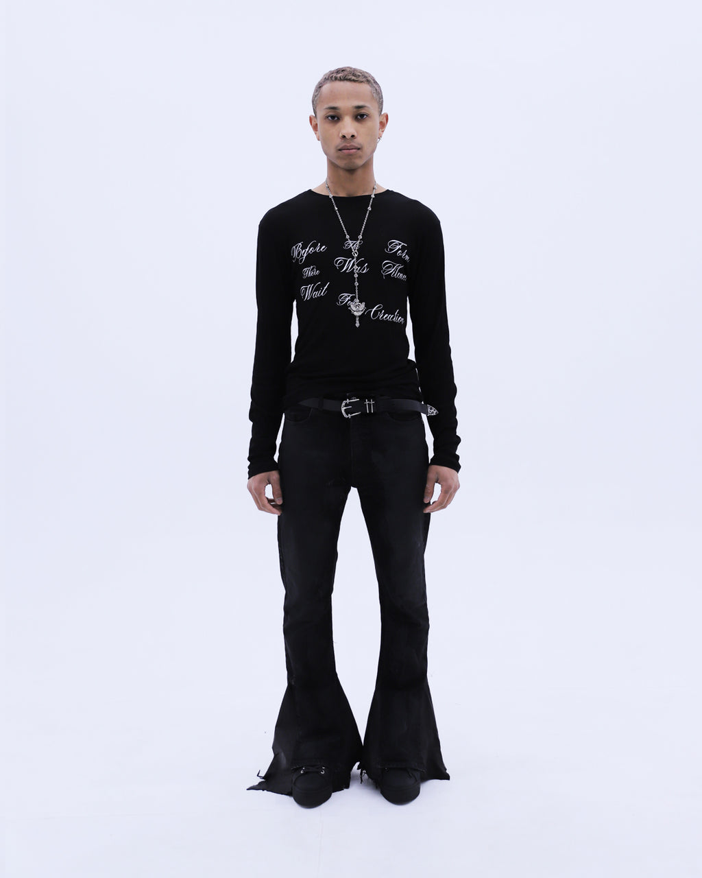 Lettering See-through L/S T-Shirt / Black