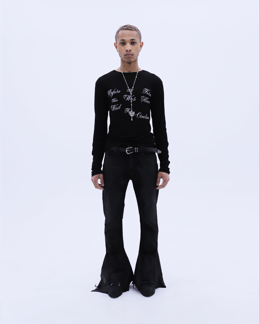 Lettering See-through L/S T-Shirt / Black