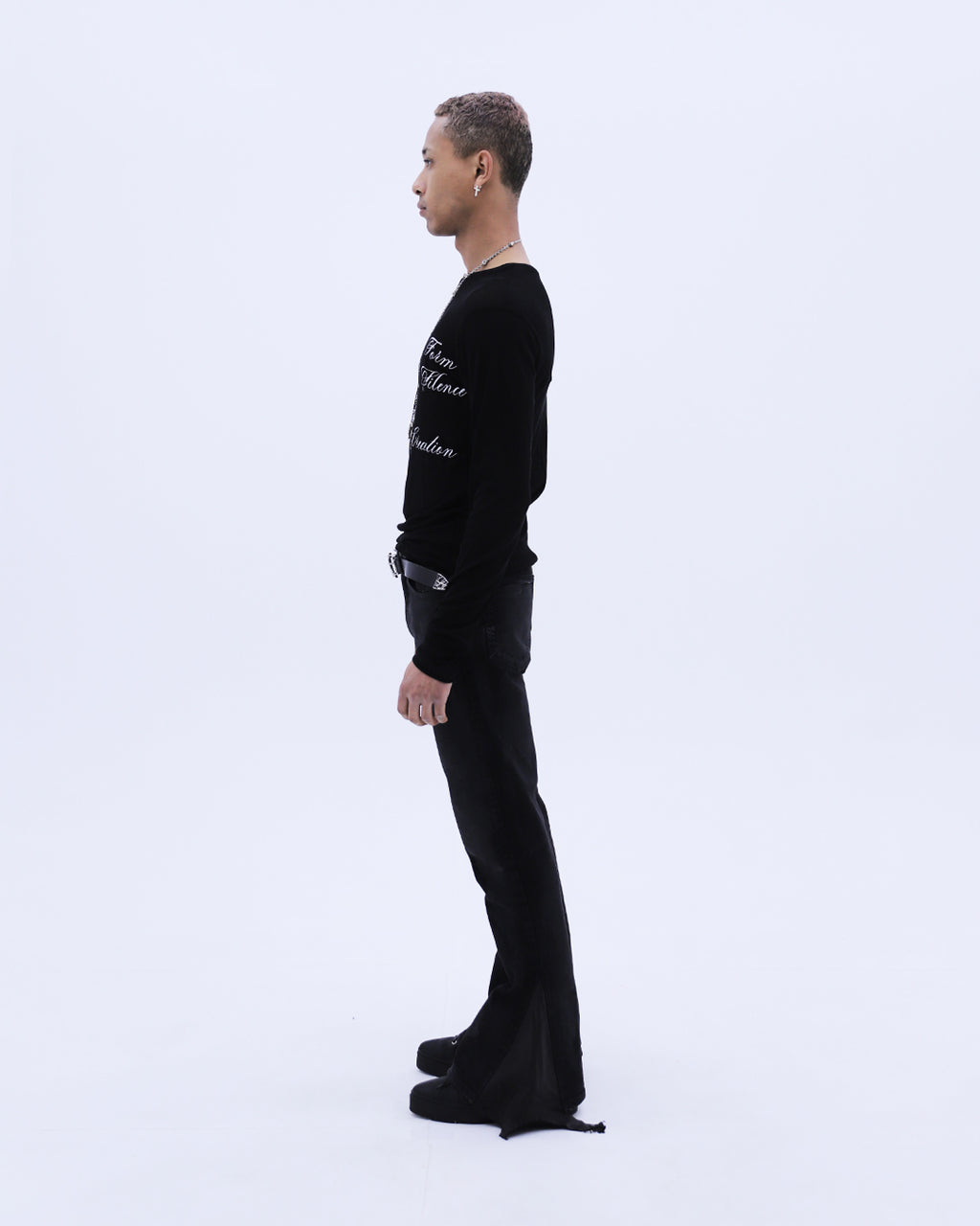 Lettering See-through L/S T-Shirt / Black