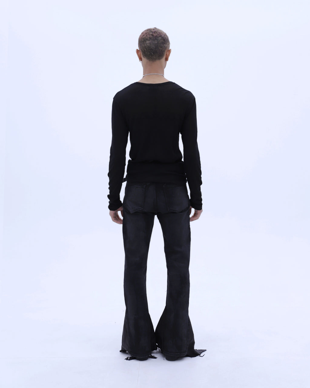 Lettering See-through L/S T-Shirt / Black