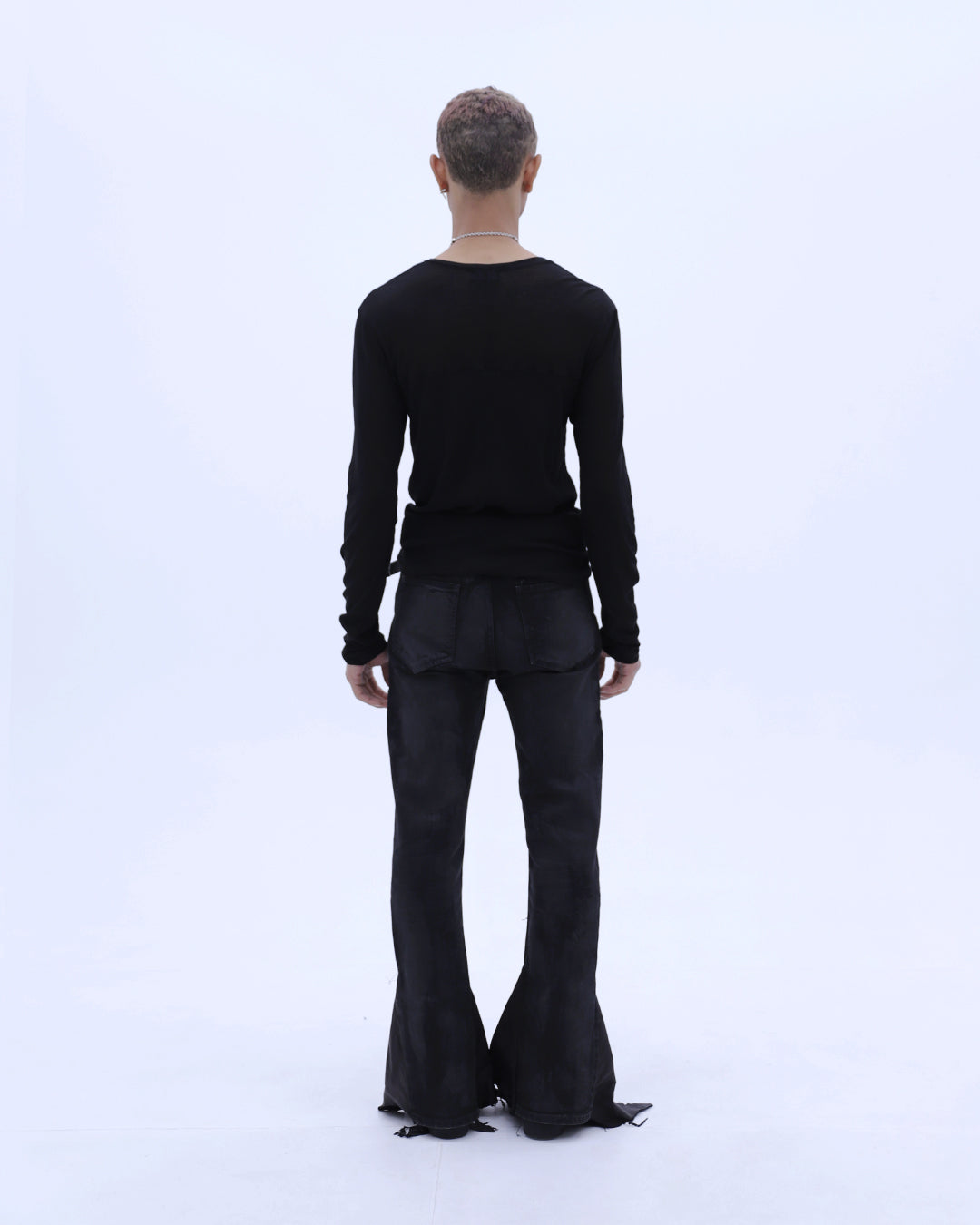 Lettering See-through L/S T-Shirt / Black