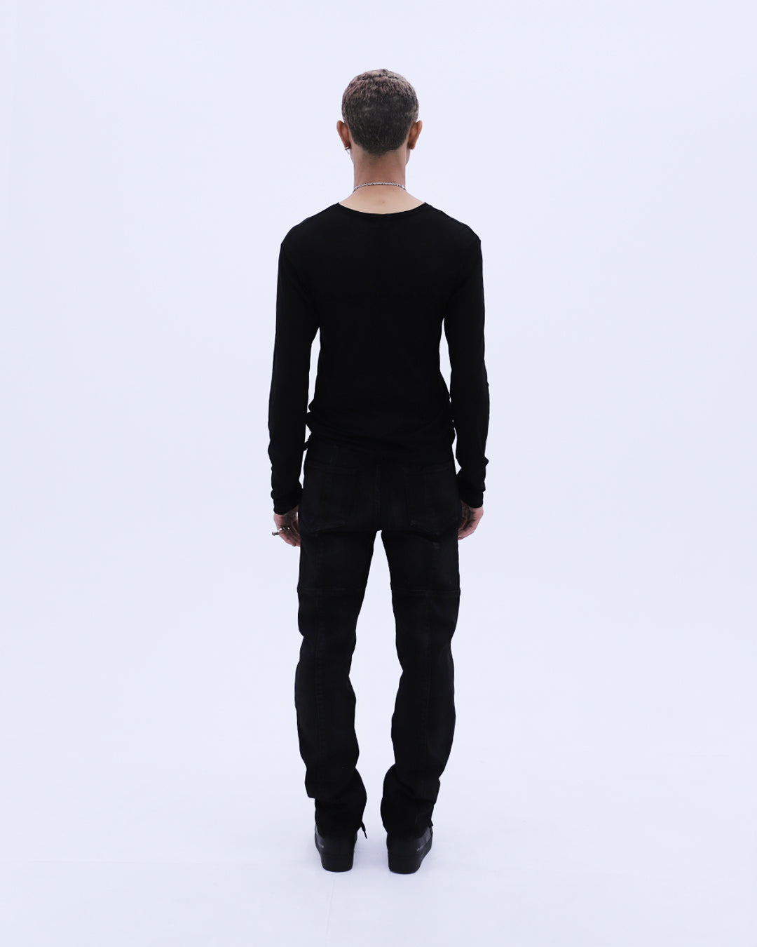 Old English See-through L/S T-Shirt / Black