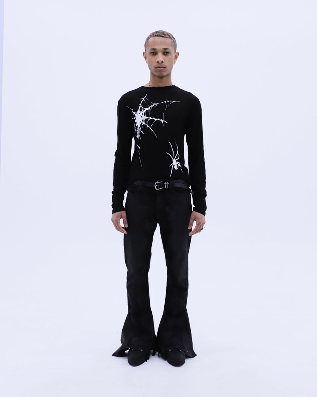 Spider Web See-through L/S T-Shirt / Black