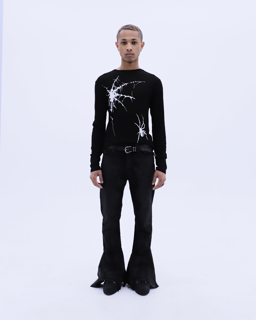 Spider Web See-through L/S T-Shirt / Black