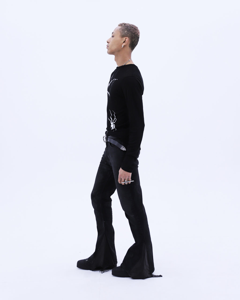 Spider Web See-through L/S T-Shirt / Black