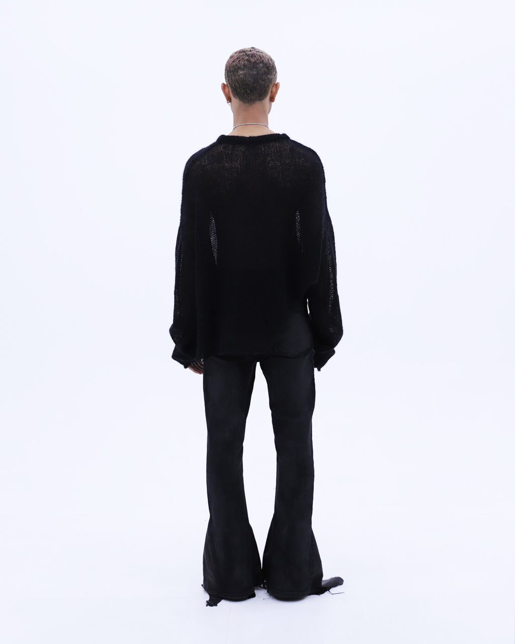 Cross See-through Knit Sweater / Black