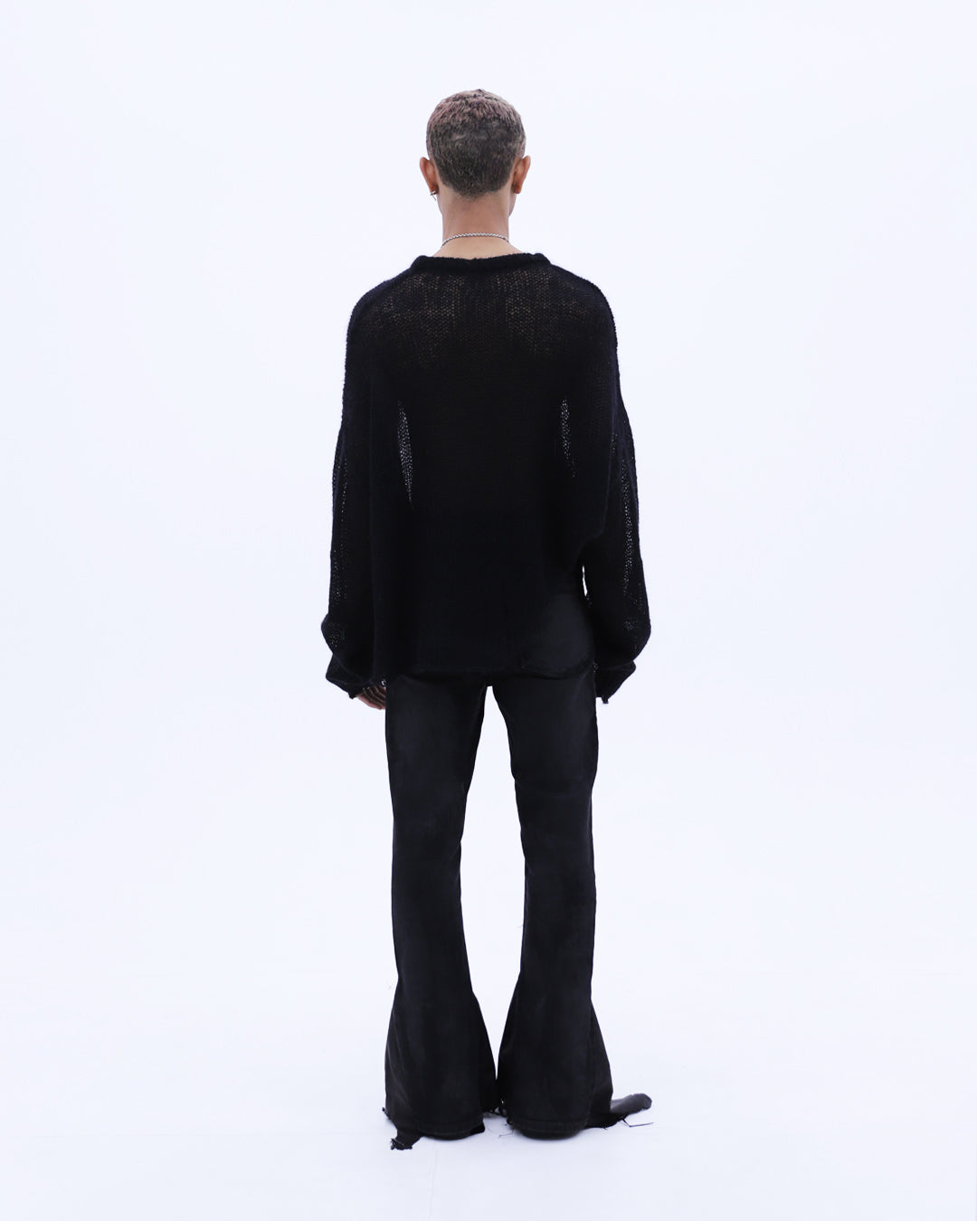 Cross See-through Knit Sweater / Black