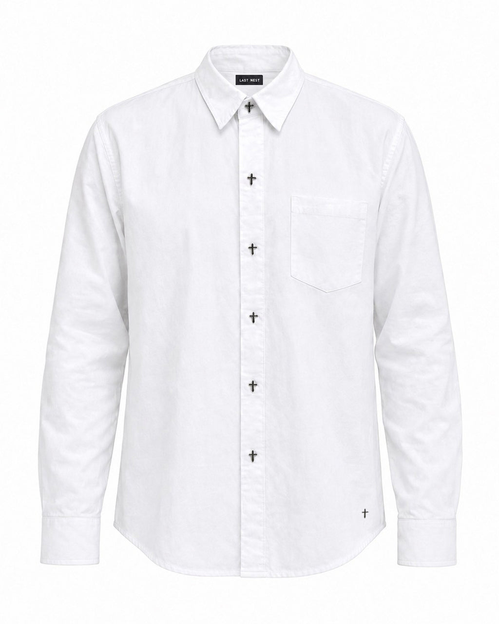 White Cross Button L/S Shirts / White