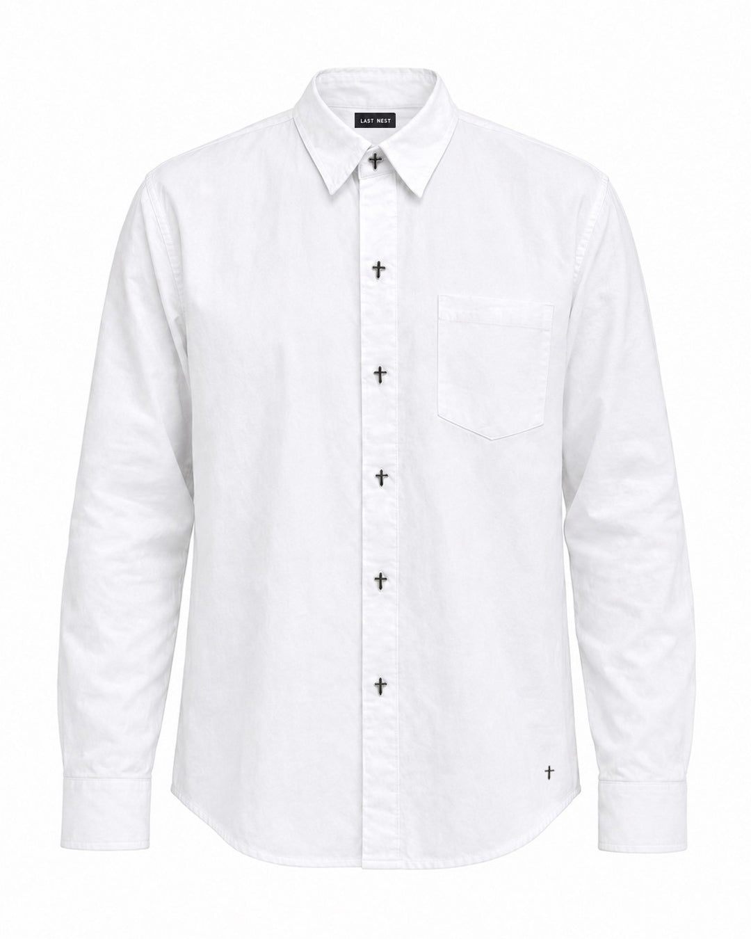 White Cross Button L/S Shirts / White