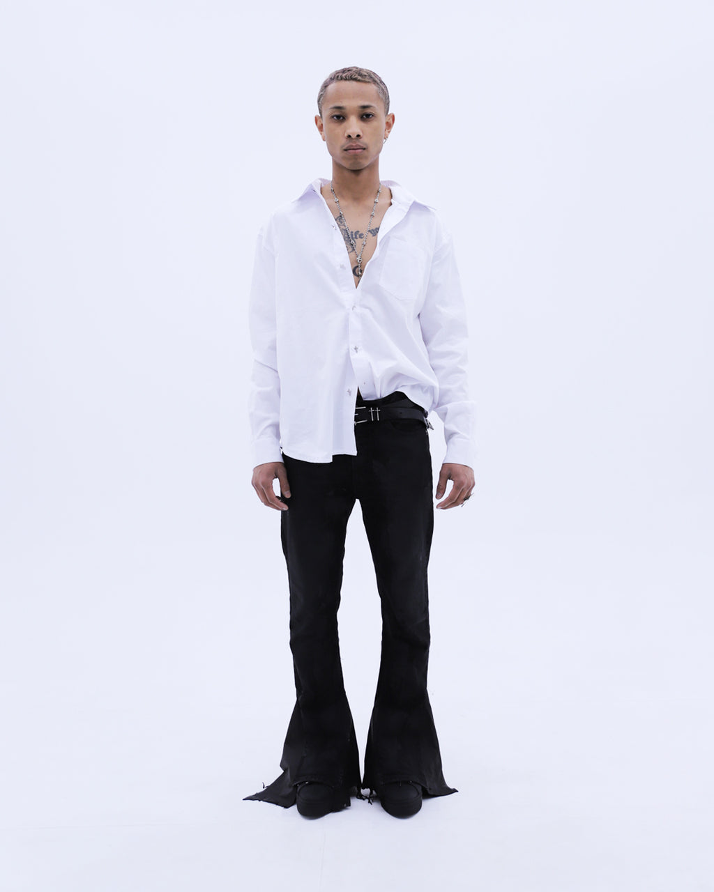 White Cross Button L/S Shirts / White