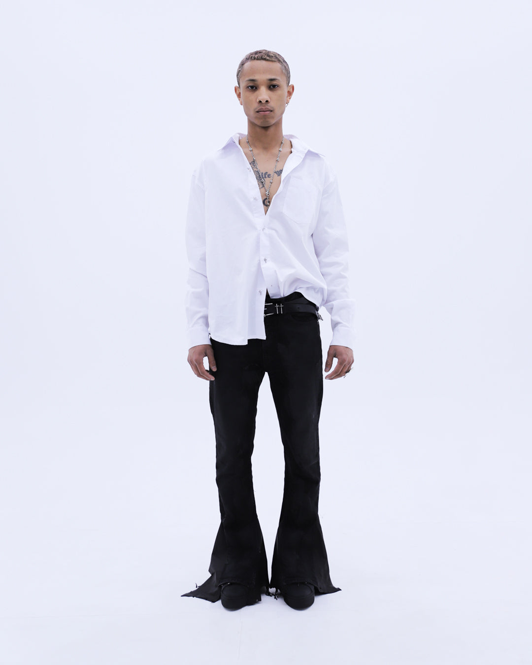 White Cross Button L/S Shirts / White