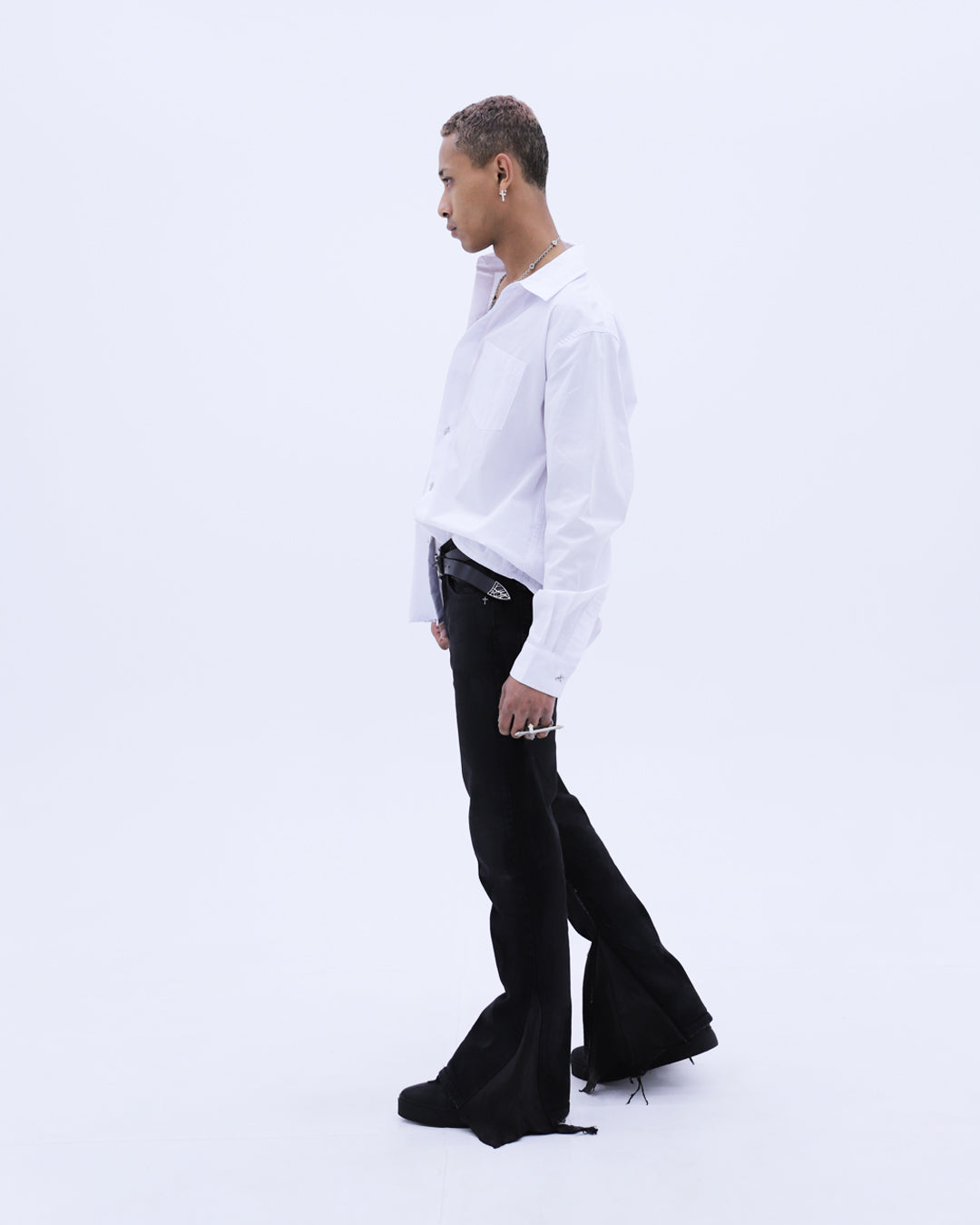 White Cross Button L/S Shirts / White