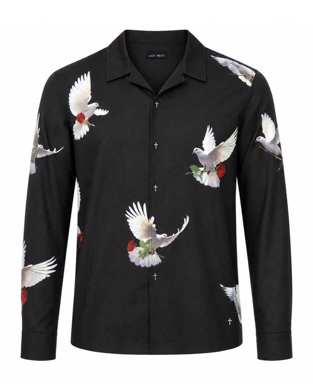Doves & Roses L/S Shirt / Black