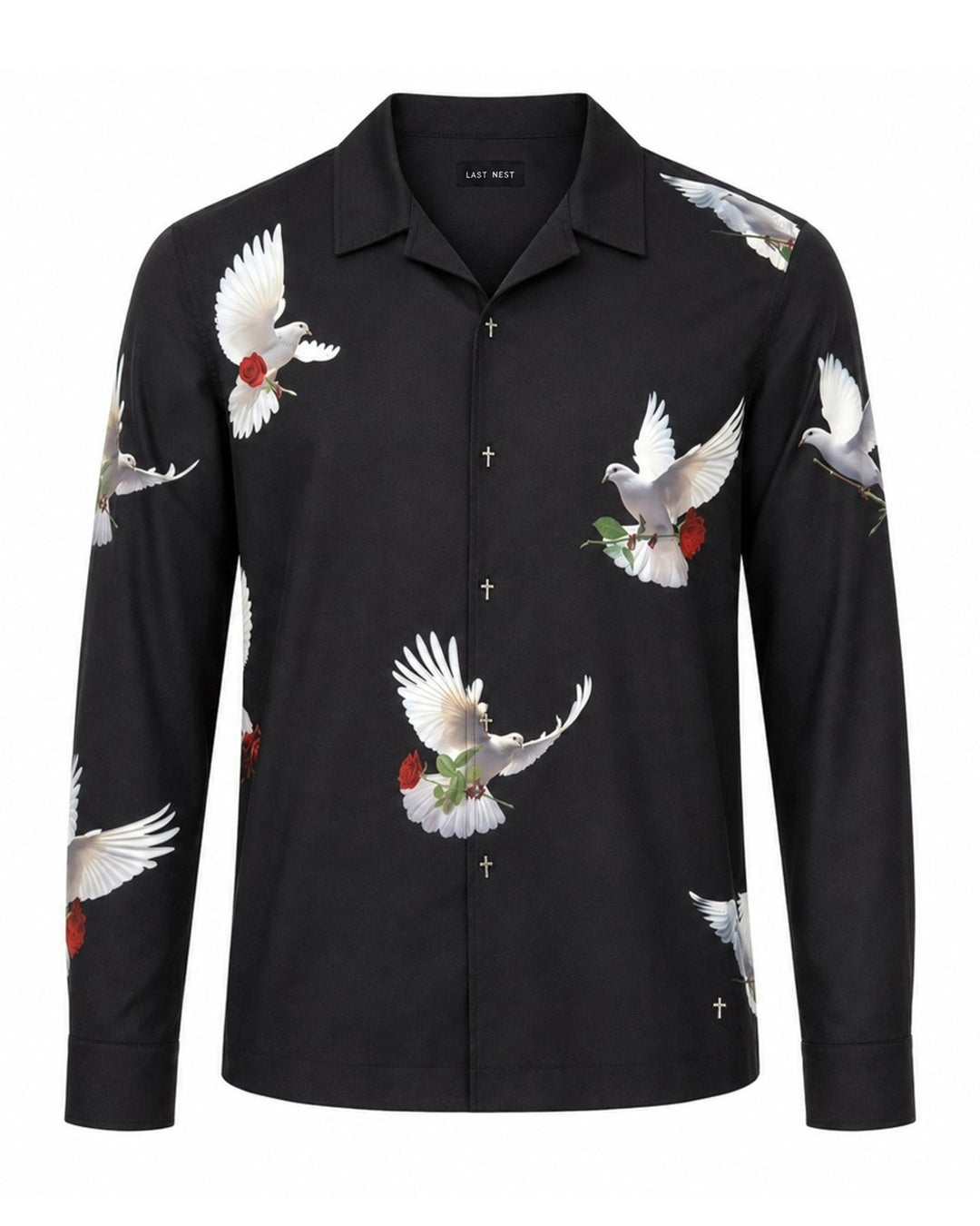 Doves & Roses L/S Shirt / Black