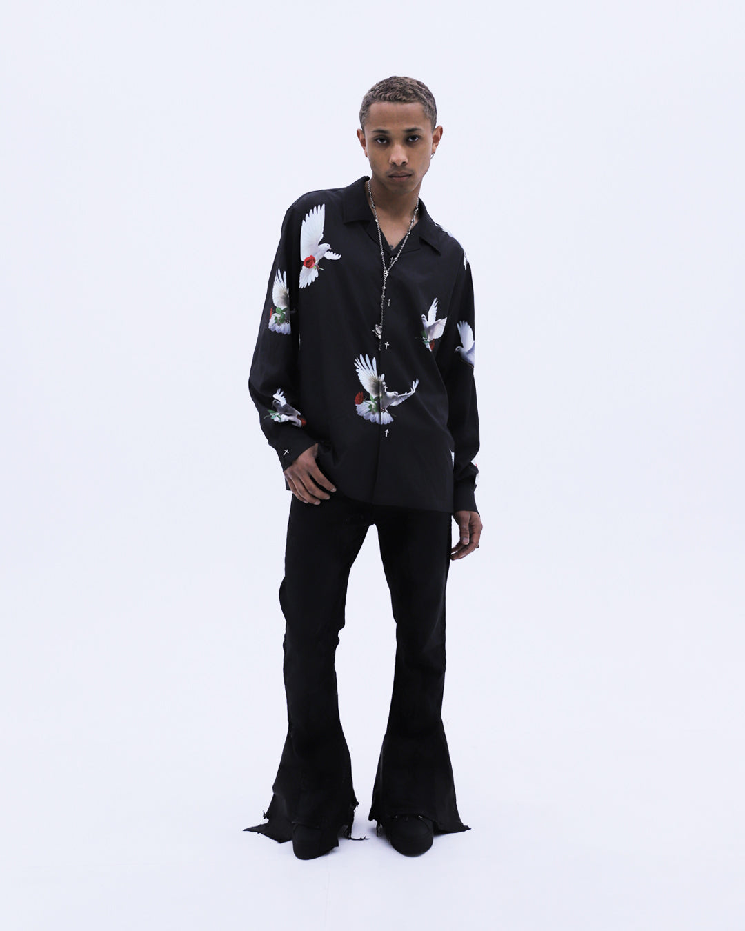 Doves & Roses L/S Shirt / Black