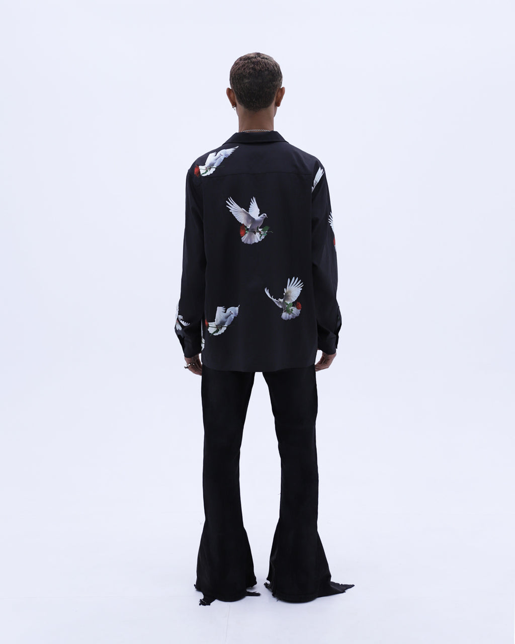 Doves & Roses L/S Shirt / Black