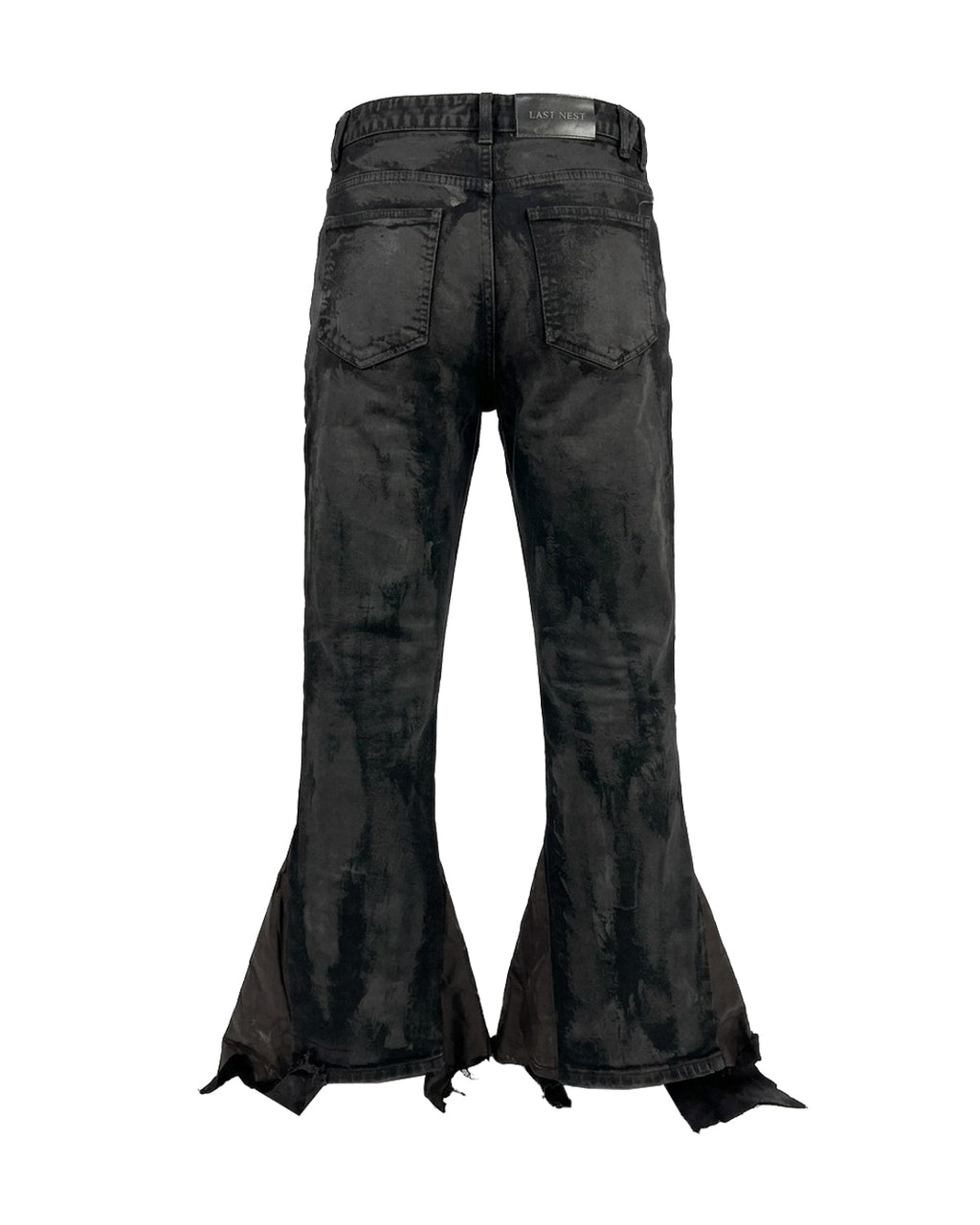 Coating Leather Flare Denim Pants / Black