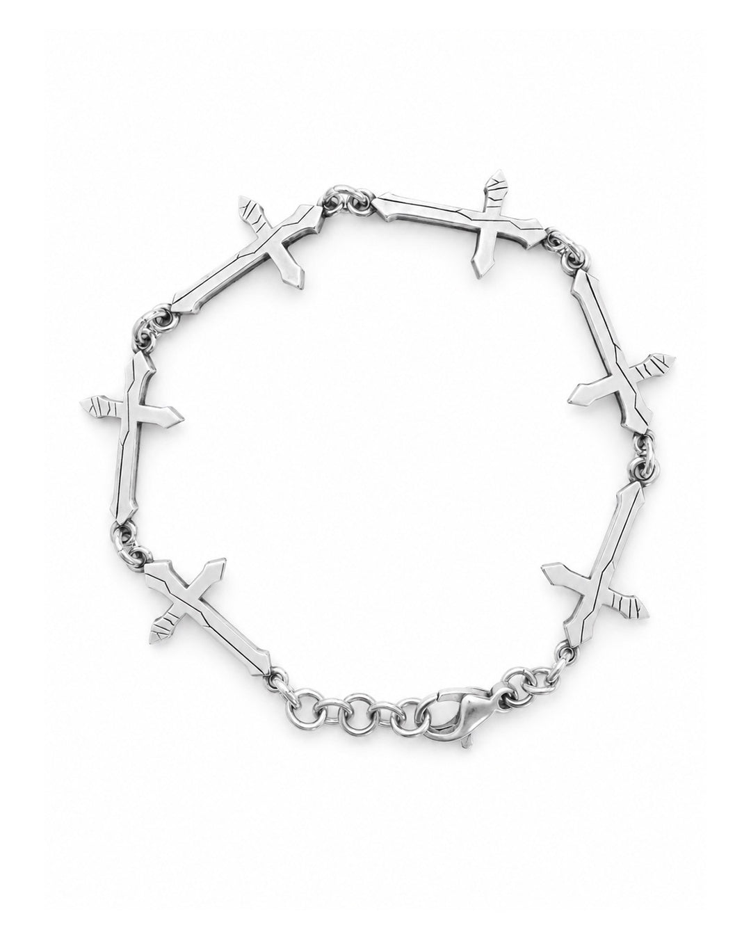Cracked Cross Silver Bracelet / Silver