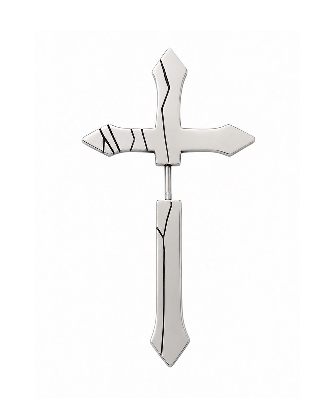 Cracked Cross Silver Large Pierce / Silver