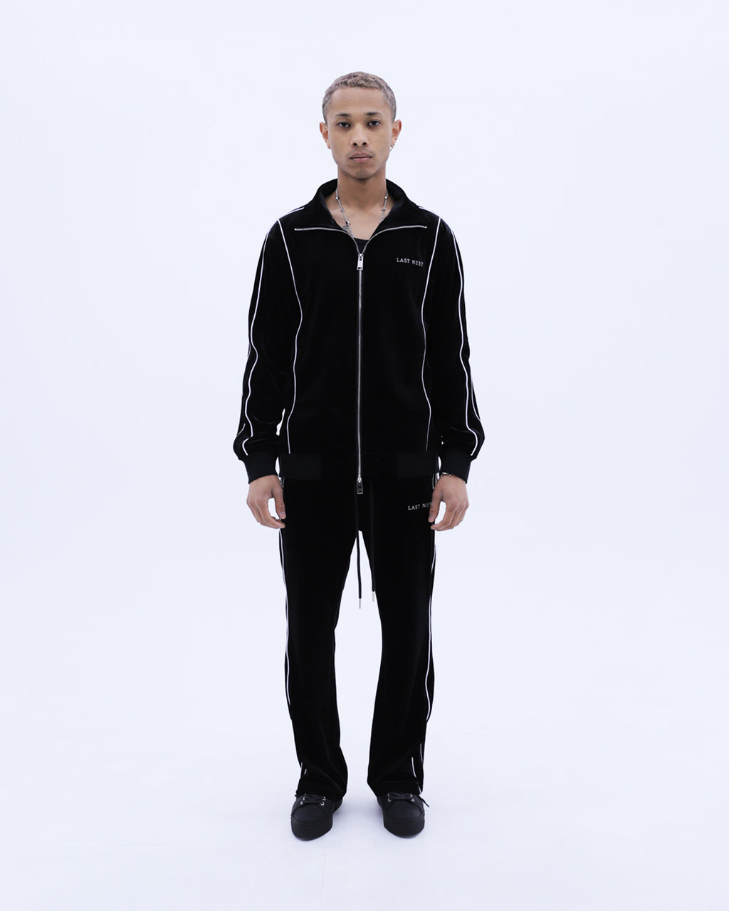 Velvet Track Pants / Black
