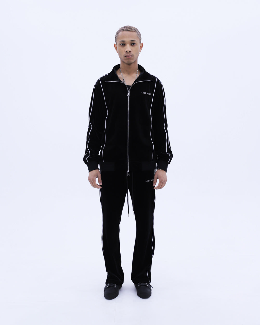 Velvet Track Pants / Black