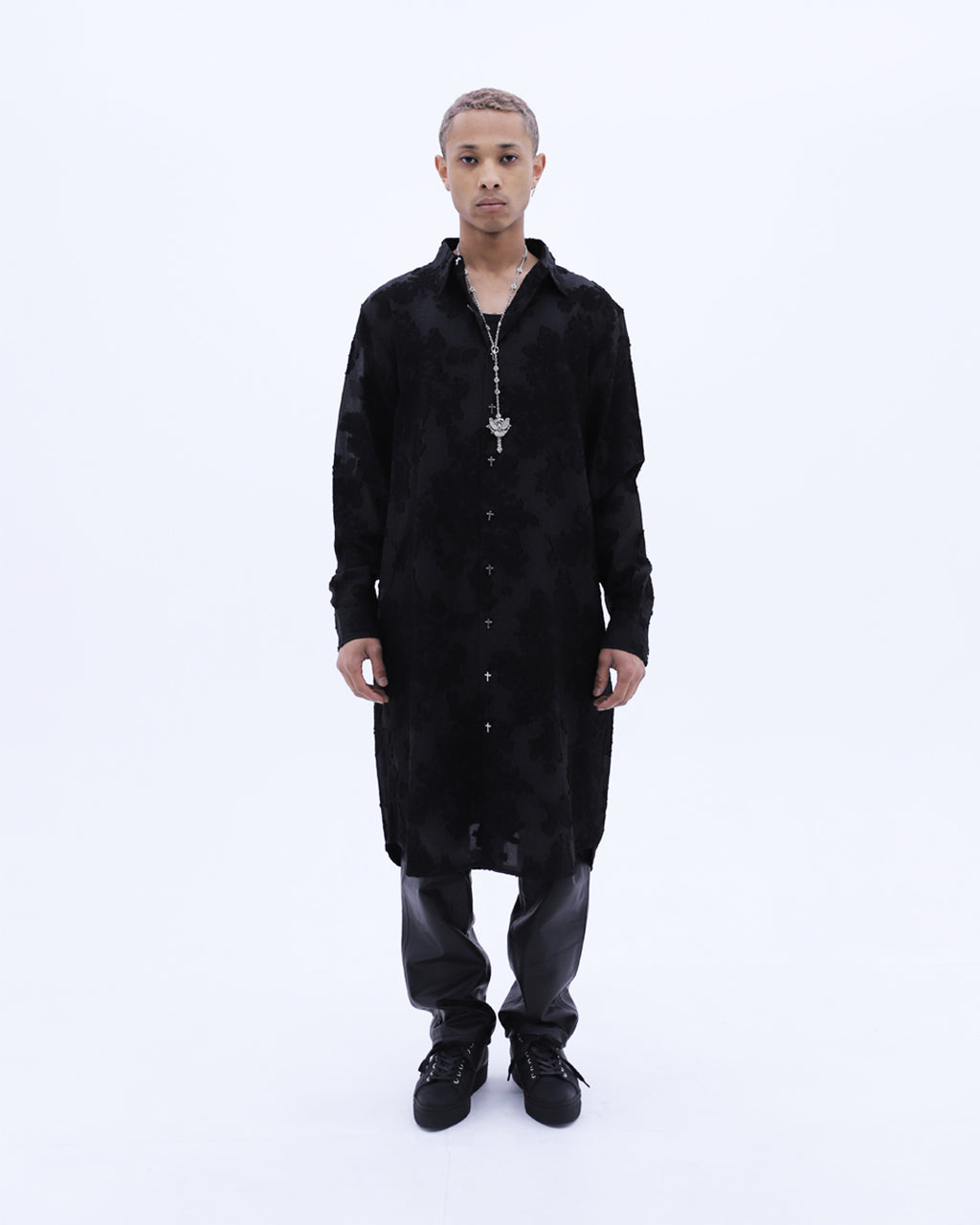 Black Flowers Long Shirts / Black