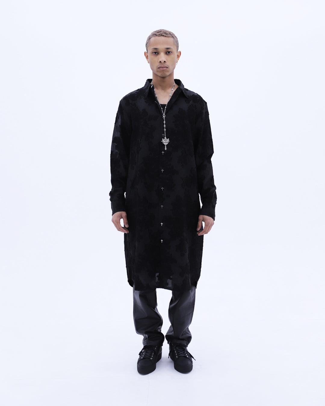 Black Flowers Long Shirts / Black