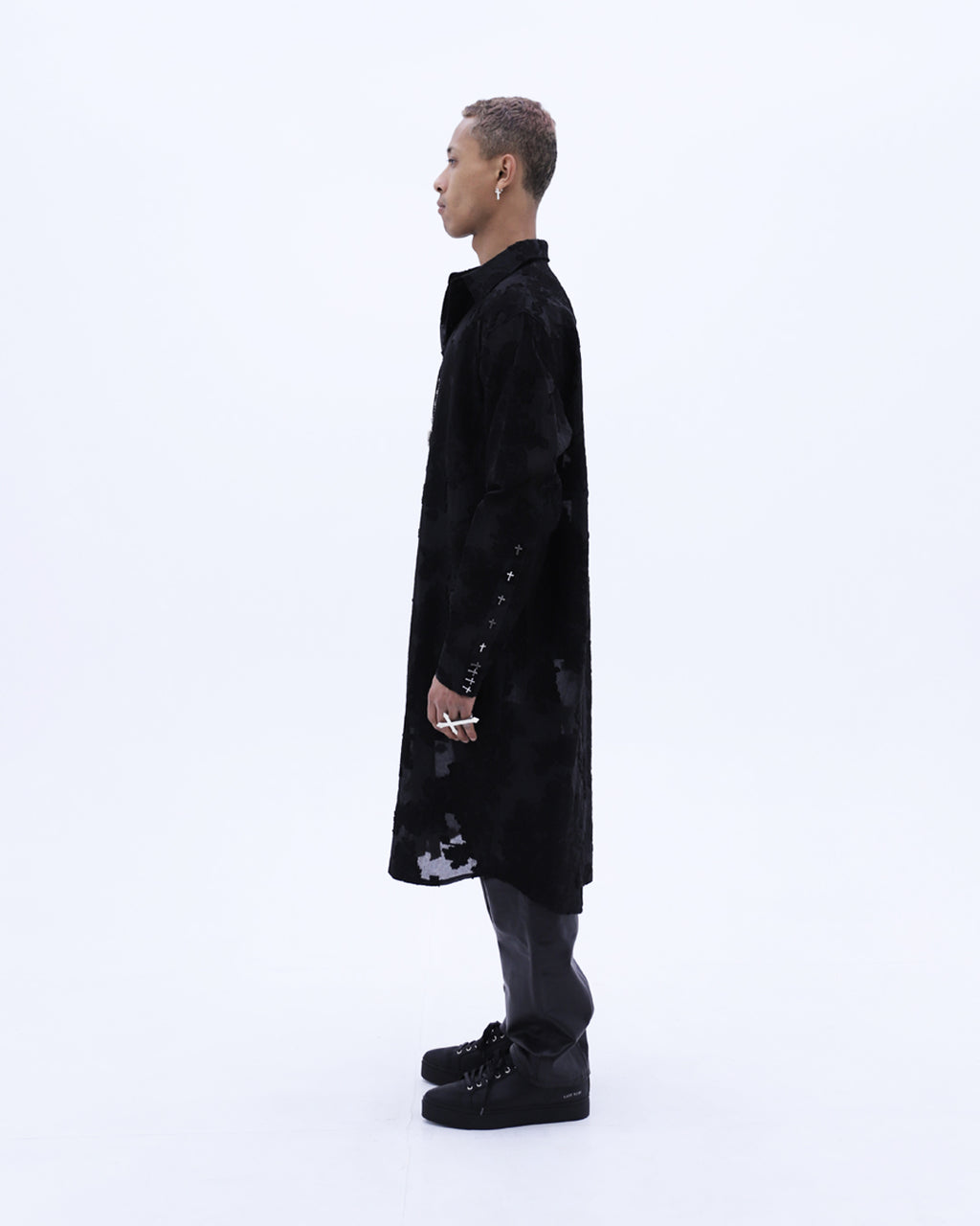 Black Flowers Long Shirts / Black